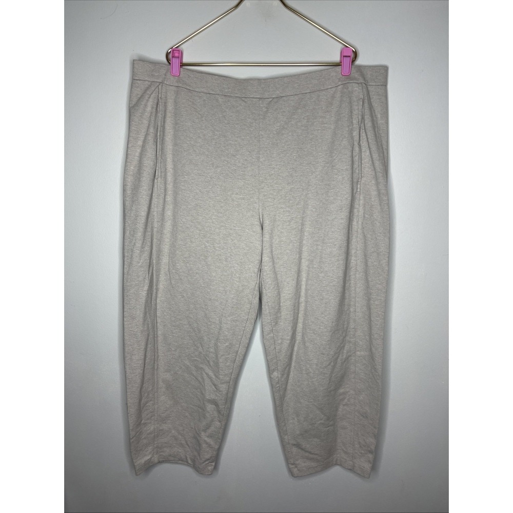 New‎ Plus Eileen Fisher Organic Cotton Beige Crop Straight Leg Pant 3X